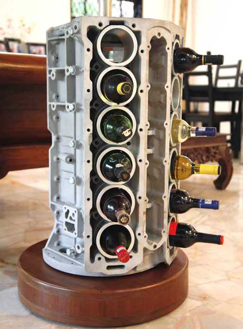 Engine block wine holder sale